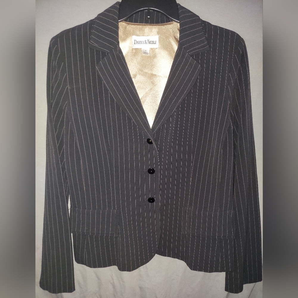 ​Danny & Nicole Size 10 Black Pinstripe Blazer Jacket Corporate Career Business